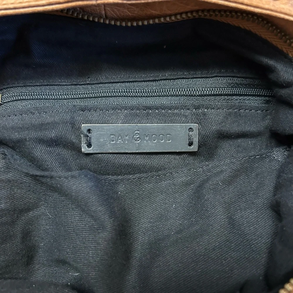 Day & Mood Tan Leather Convertible Hobo Bag